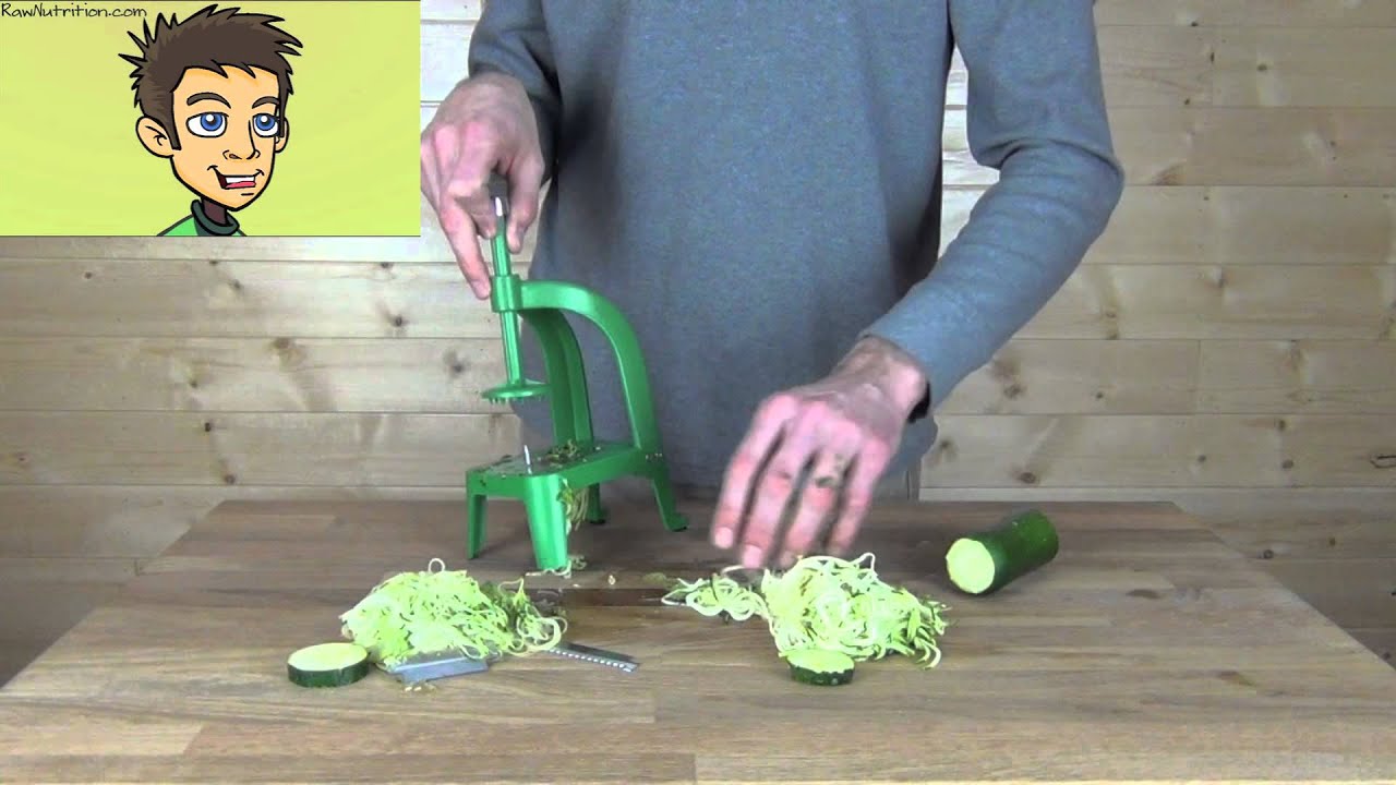 Benriner Cook Help Pro Spiral Slicer Model P22402 Demonstration in the Raw Nutrition Kitchen