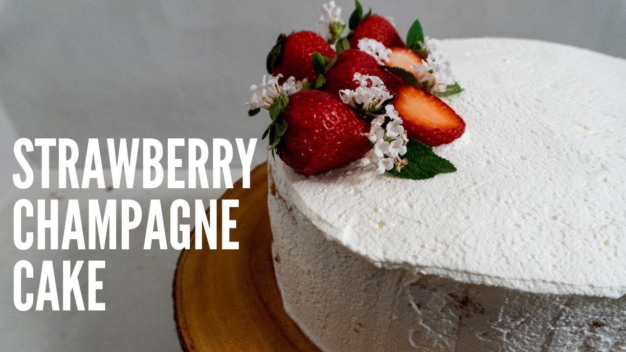 Strawberry Champagne Cake Recipe with Elderflower Whipped Cream