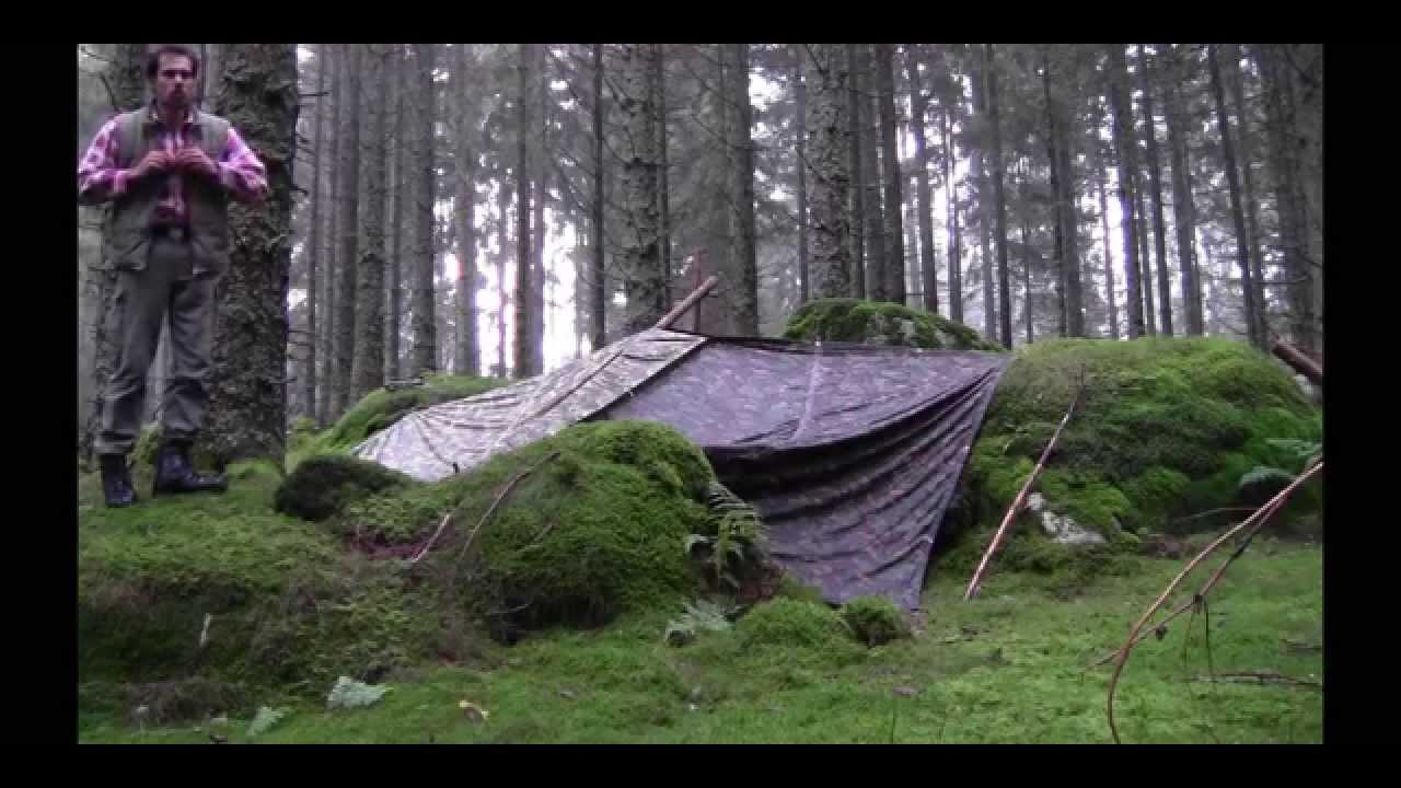 Bushcraft Treffen bei Benjamin - Getarnter Shelter British Army