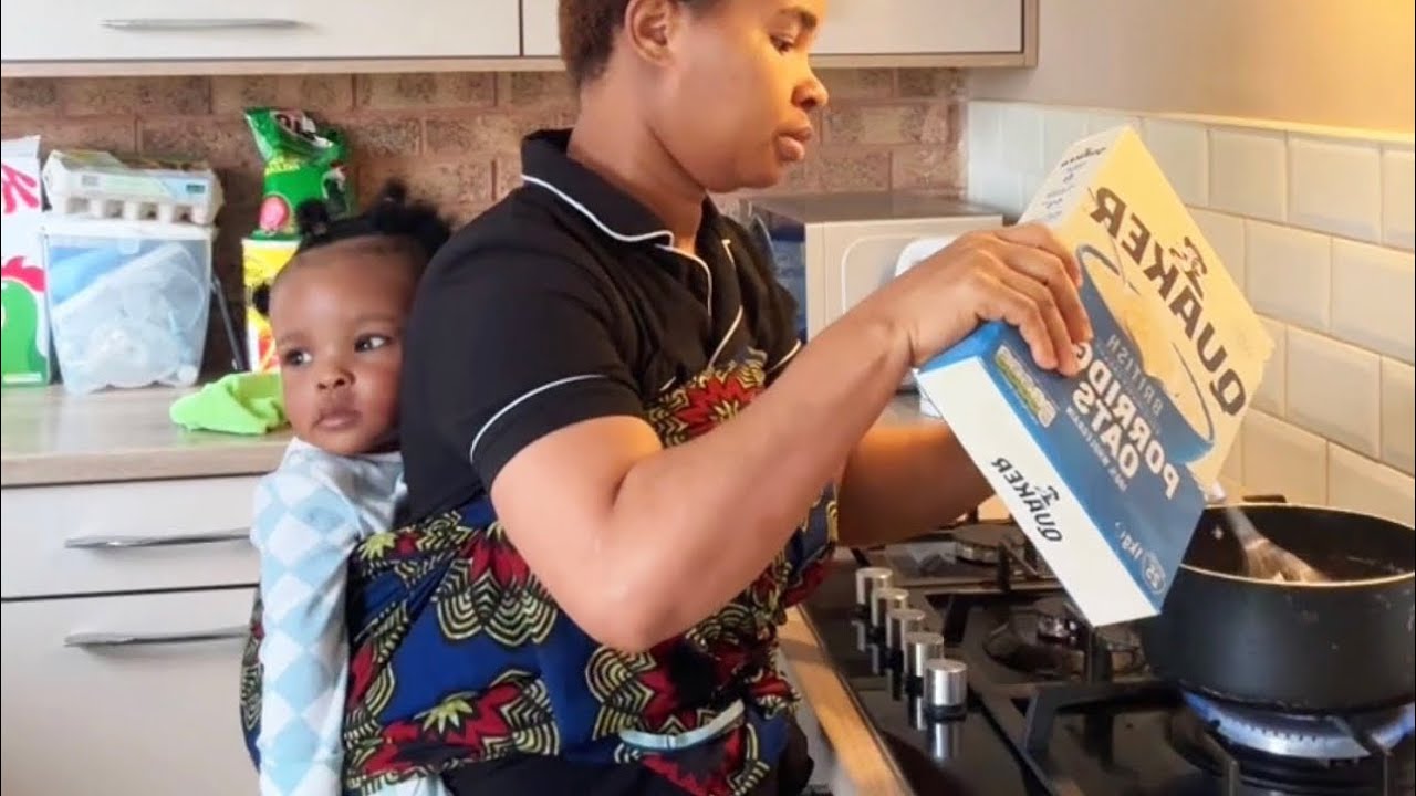 Making porridge oats for breakfast 