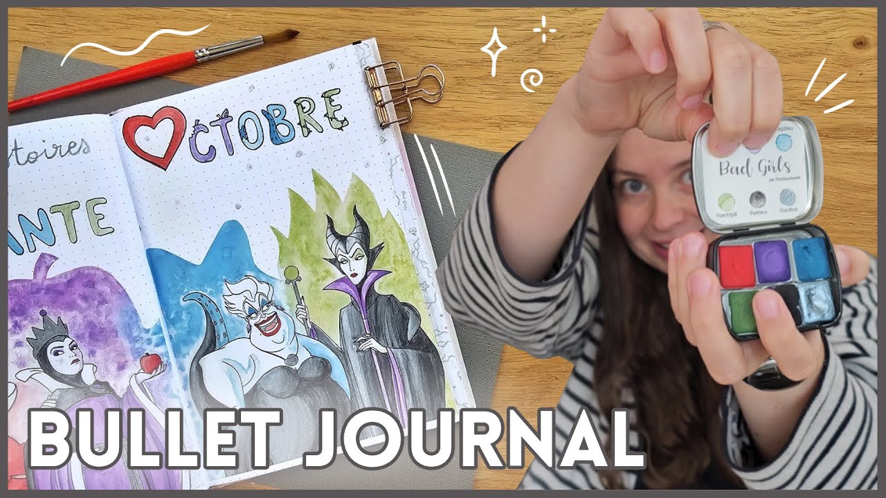 BULLET JOURNAL | Octobre 2024 | Les méchantes Disney | Aquarelle artisanale