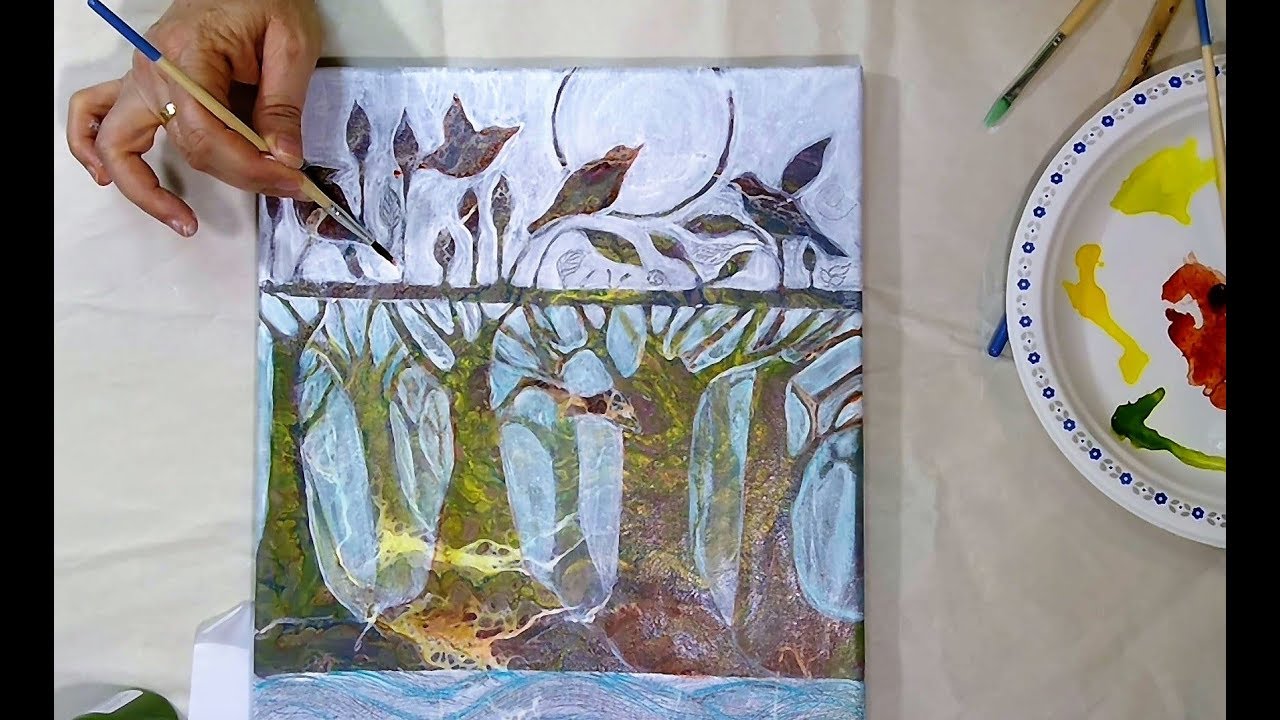 Birds of Heaven: Transformation of an acrylic pour painting