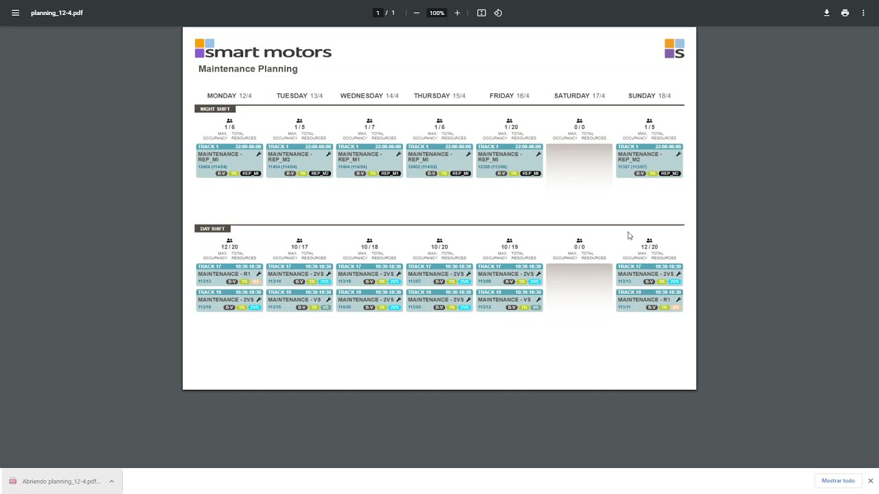 CBM automated calendar: download maintenance planning