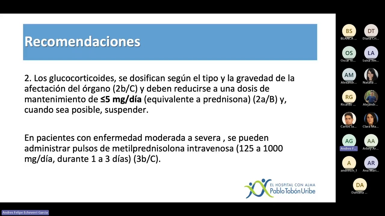 Recomendaciones EULAR Lupus Eritematoso Sistémico. Actualización 2023. Dr. Andrés Echeverri