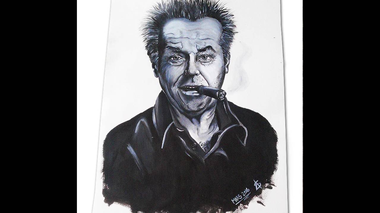 Etapes de la construction d'un dessin de Jack Nicholson