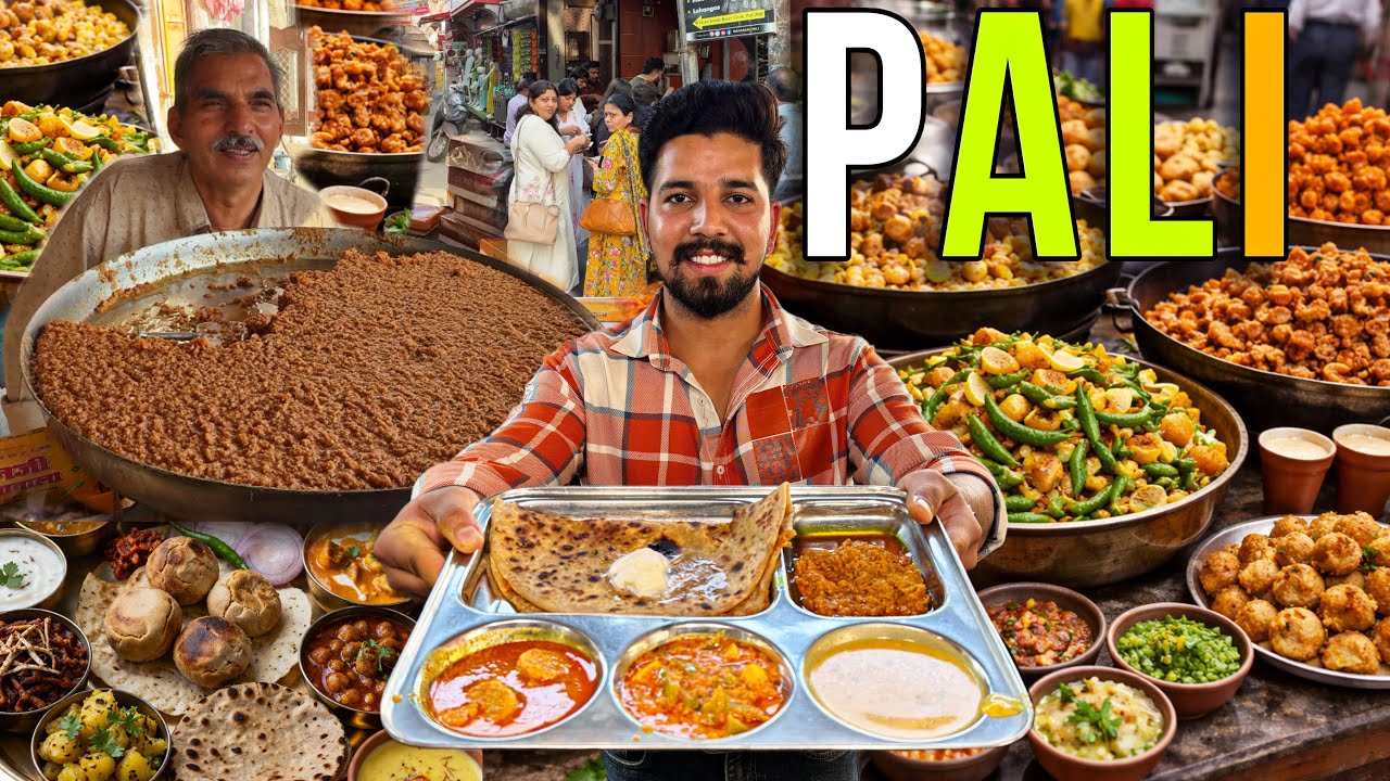 MOST LOVED Street Food of PALI Rajasthan | HALDI Ki Sabzi, Rajasthani Thali, Kachori, CHAIN ​​Ji ...