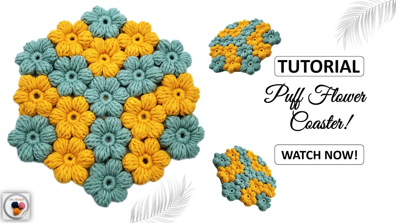 How to Crochet Puff Flowers & Join Them   Easy Flower Motif Tutorial