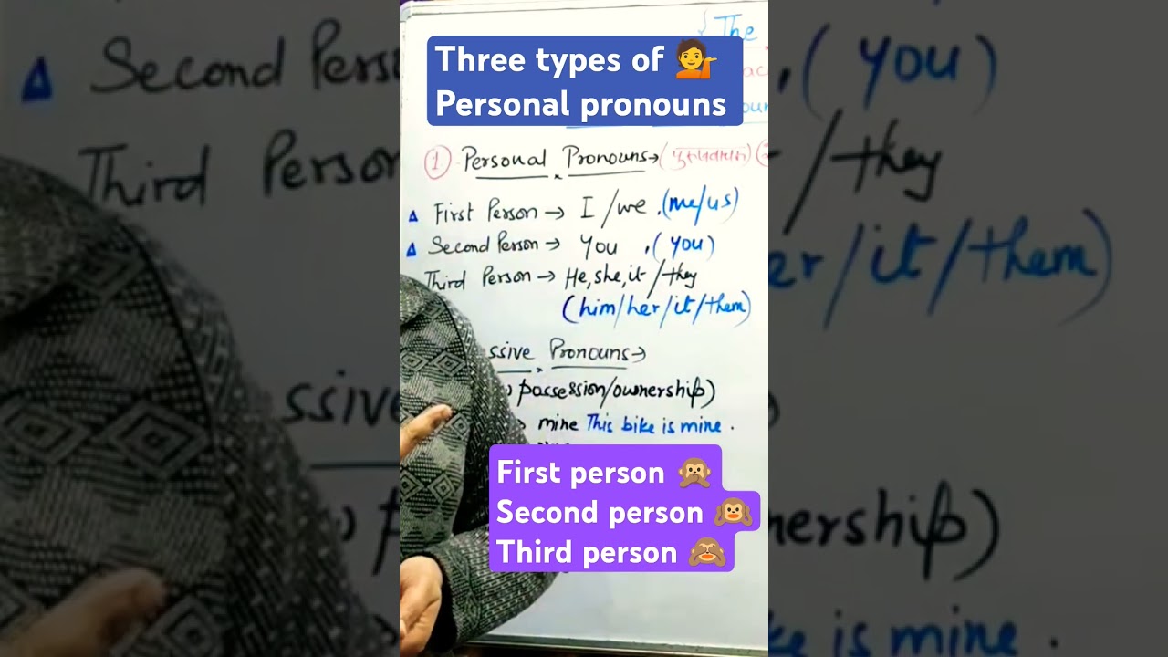 First person 🙊😄.. second person 🙉🤓 third person 🙈😄 Three types of Personal pronouns 👍👌