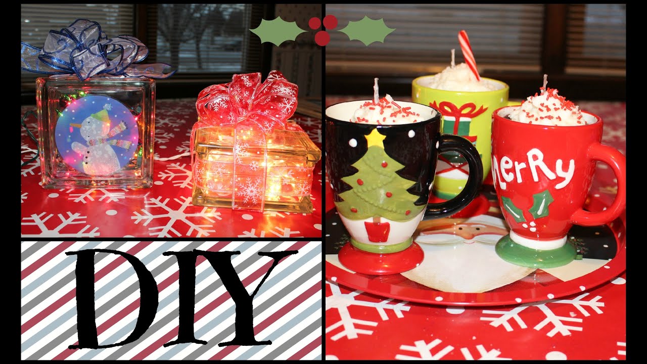 2 DIY Christmas Gifts! [Collab with SimplyBeautyChic1] Hot Cocoa Candles & Lighted Glass Blocks