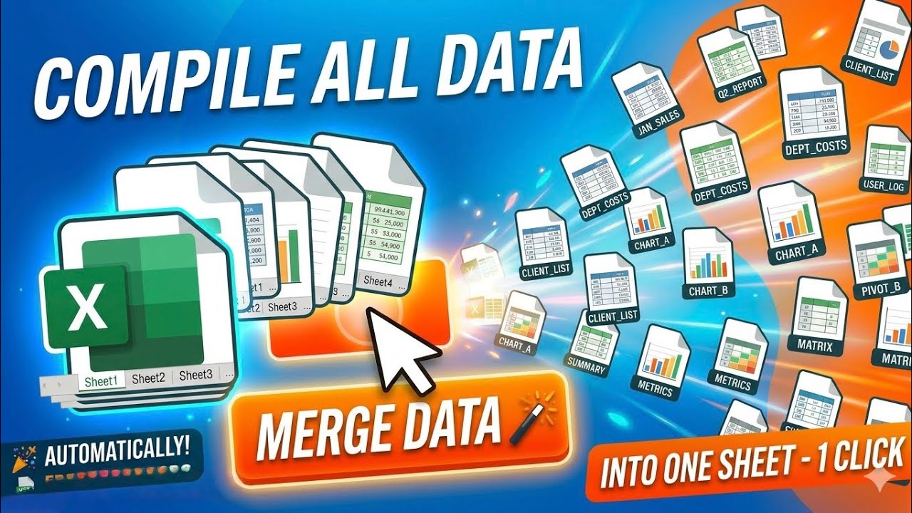 Compile All Sheets Data Into One Sheet in Excel | VBA Trick | Macro use