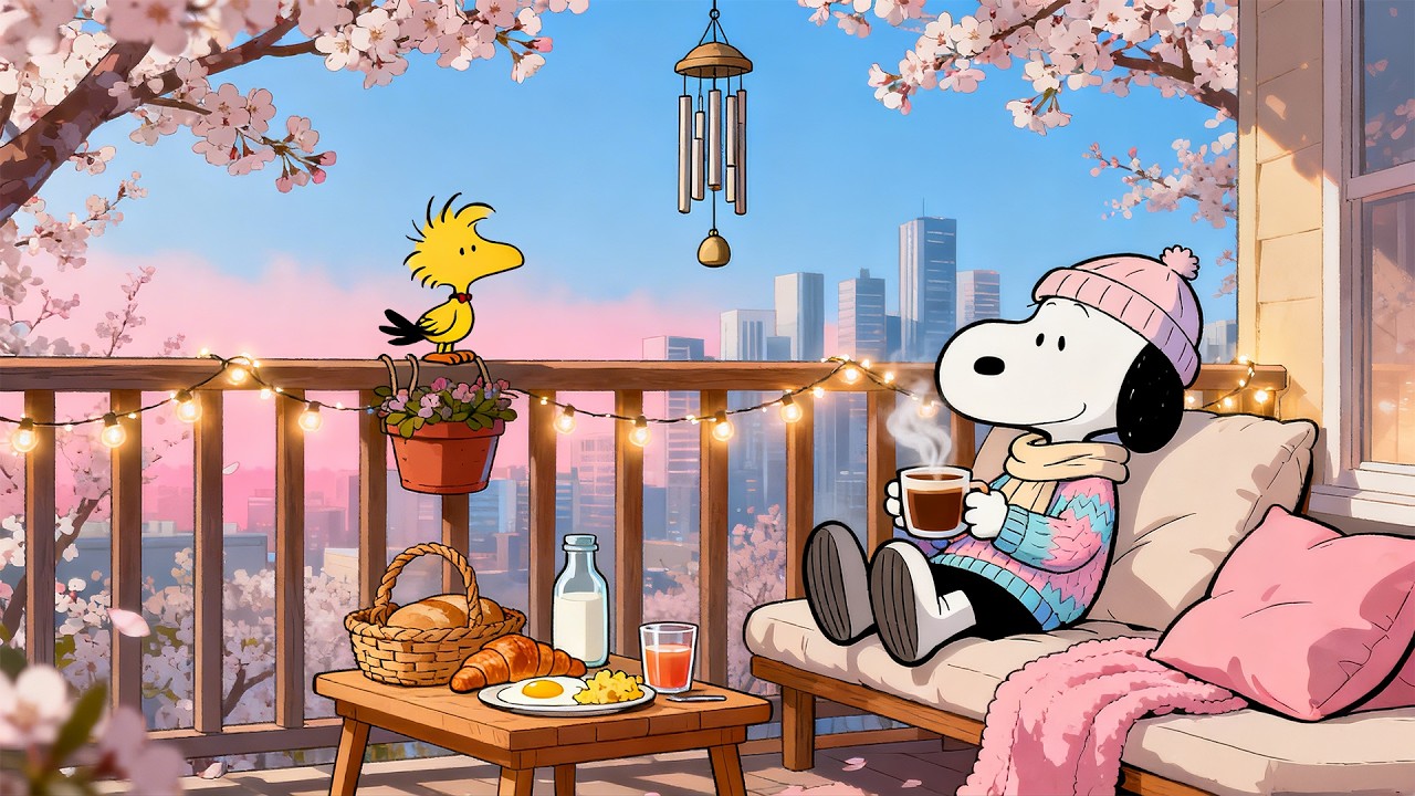 Spring Morning Balcony with Snoopy 🌸 | Lofi Music for Focus, Study & Calm Start