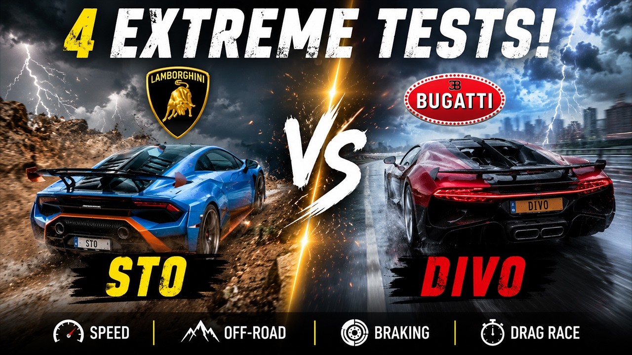 Can Huracán STO Beat Bugatti Divo? | 4 Extreme Tests | Forza Horizon 5 #forza