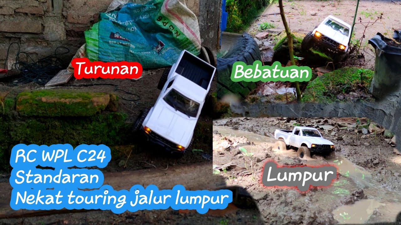 Touring RC WPL C24 standaran nekat di lumpur