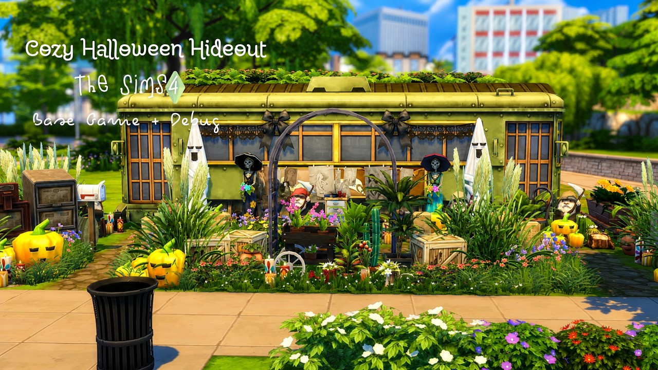 Build&Tour 🎃 Cozy Halloween Hideout 👻 BaseGame!! 🕸️| The Sims4