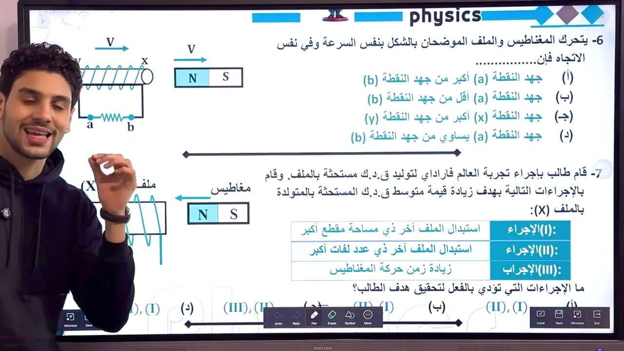 اسئلة مجمعة على الدرس الاول فى الفصل الثالث ( فارادى وقاعدة لنز  والحث فى سلك) ثانوية عامة 2025 ♥️💫🌎