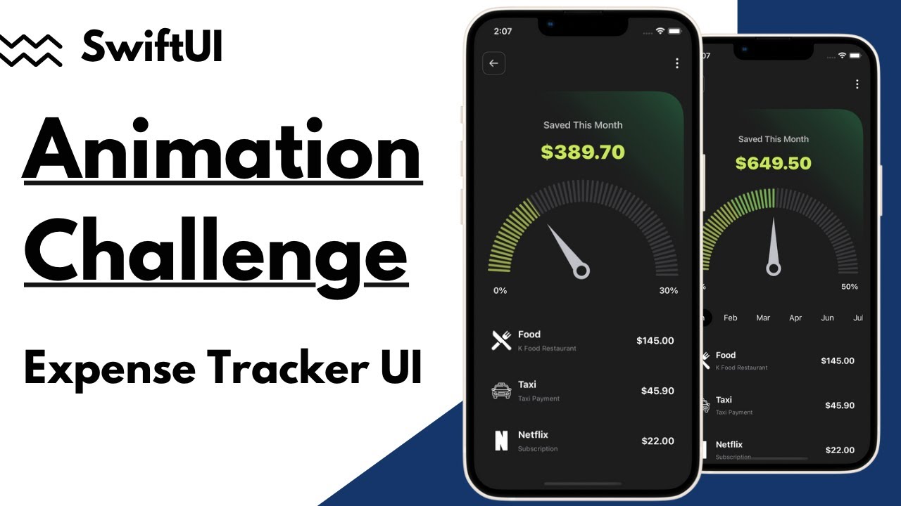 SwiftUI 3.0 Animation Challenge - Expense Tracker UI - MVVM - Xcode 13 - SwiftUI Tutorials