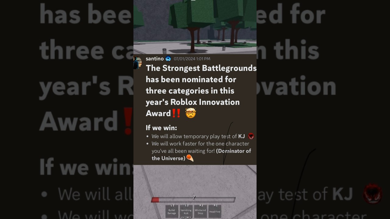 The strongest battlegrounds got voted for roblox innovation awards&hellip; AND WE CAN GET KJ FOR FREE.