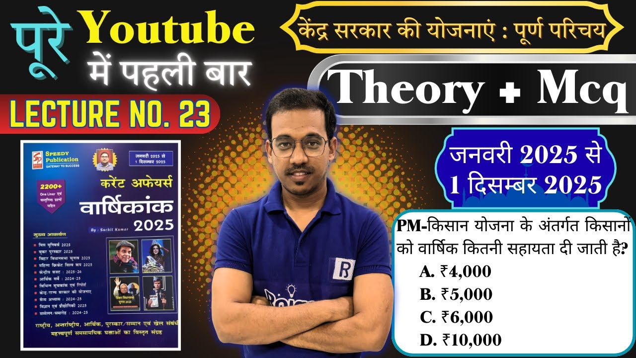 केंद्र सरकार की योजनाएं : पूर्ण परिचय | Speedy Current Affairs | Jan–Dec Page by Page | Theory + MCQ