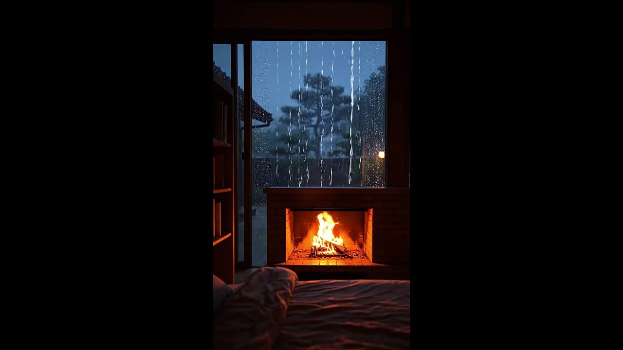 🔴 LIVE Rainstorm & Soft Piano in a Cozy Bedroom 🌧️ Fireplace Sounds for Deep Sleep | Relaxing ASMR