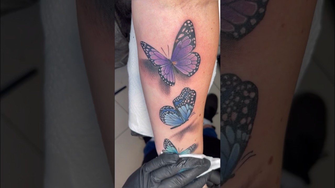 Butterflies color 3D tattoo