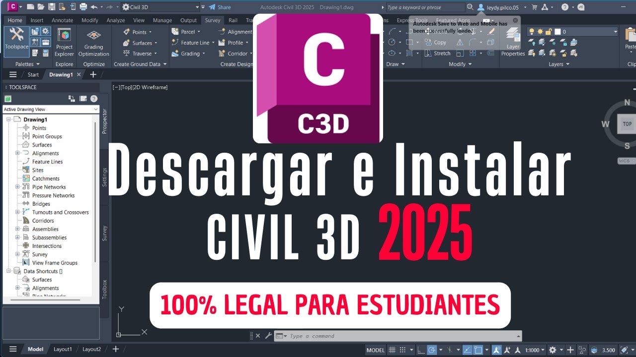 Descarga e instala la versión libre y gratuita para estudiantes  Civil 3D 2025