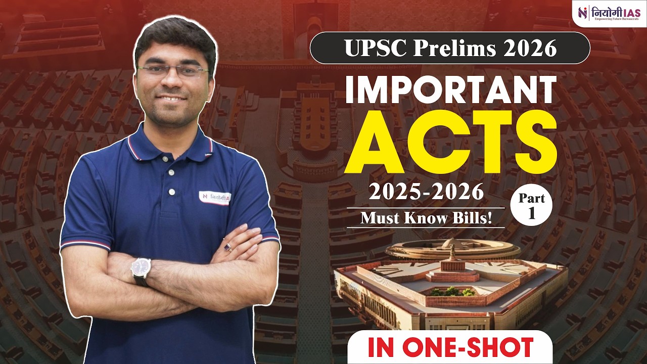 Important Acts & Bills 2025-26 | UPSC Prelims 2026 | One Shot Revision | Must Know Laws for Prelims