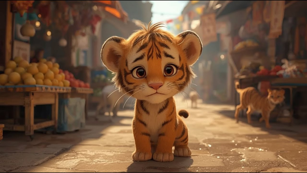 A little tiger cub got lost at the market