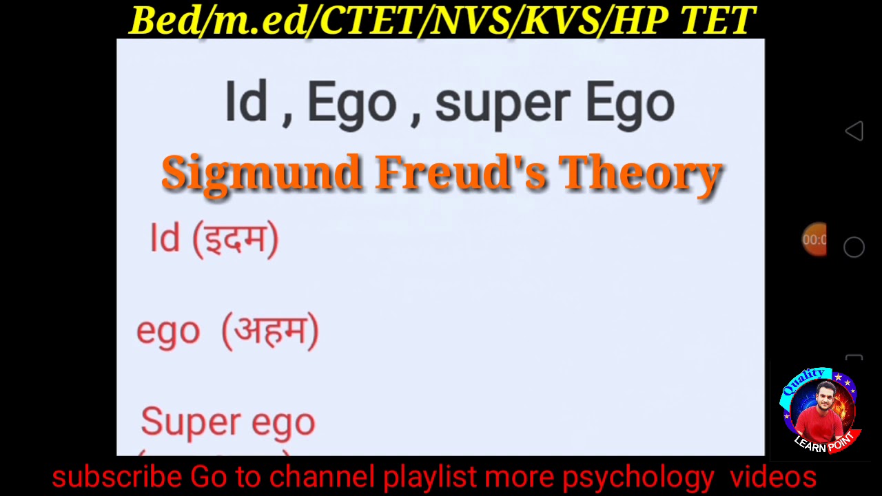 Id Ego Super ego | Sigmund Freud theory of personality | Psychology | B Ed/MEd/TET/CTET/TGT/JBT exam
