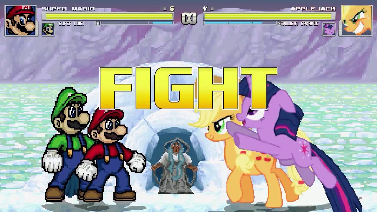 AN Mugen Request #244: Super Mario & Super Luigi VS Applejack & Twilight Sparkle