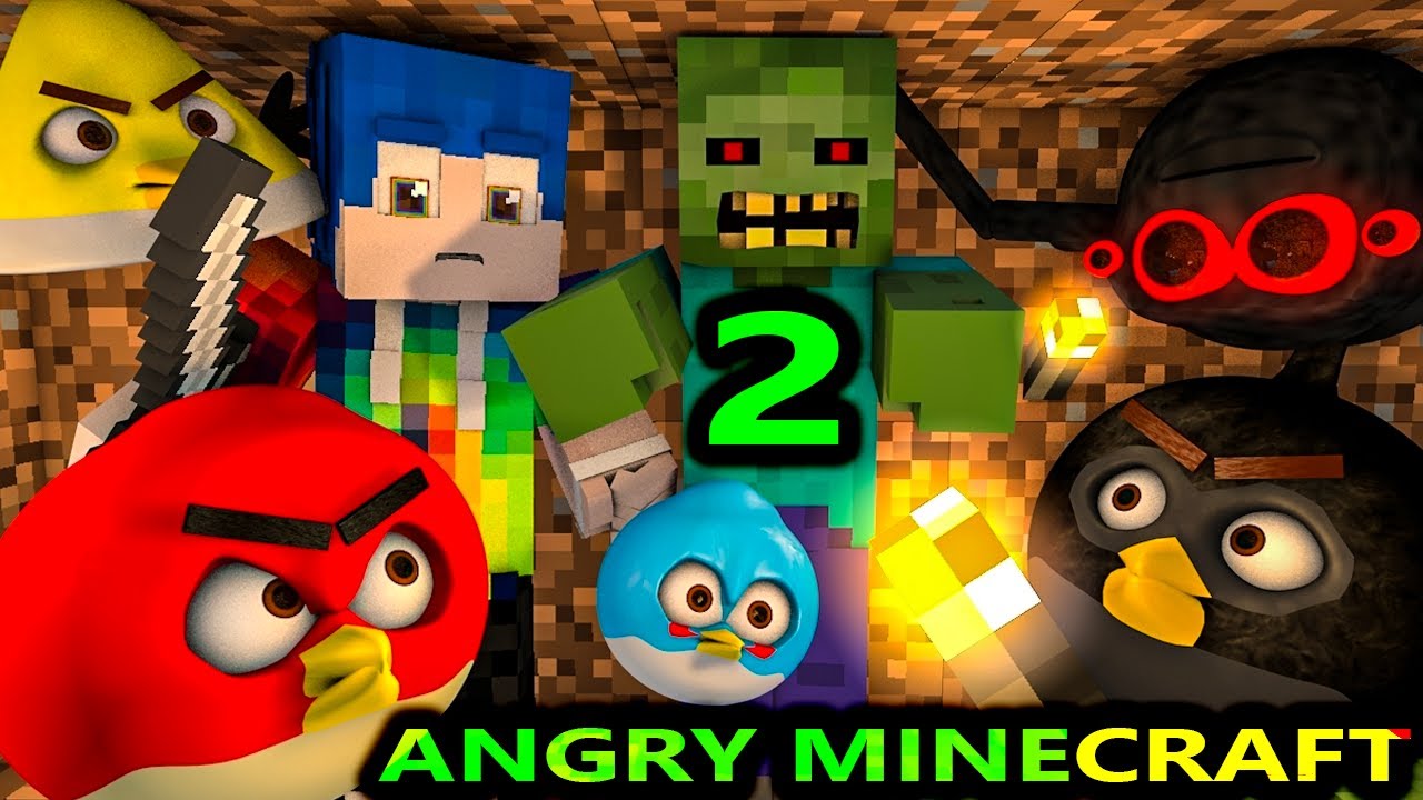 НОВЫЙ ANGRY MINECRAFT 2 (Angry Birds Minecraft Animation)
