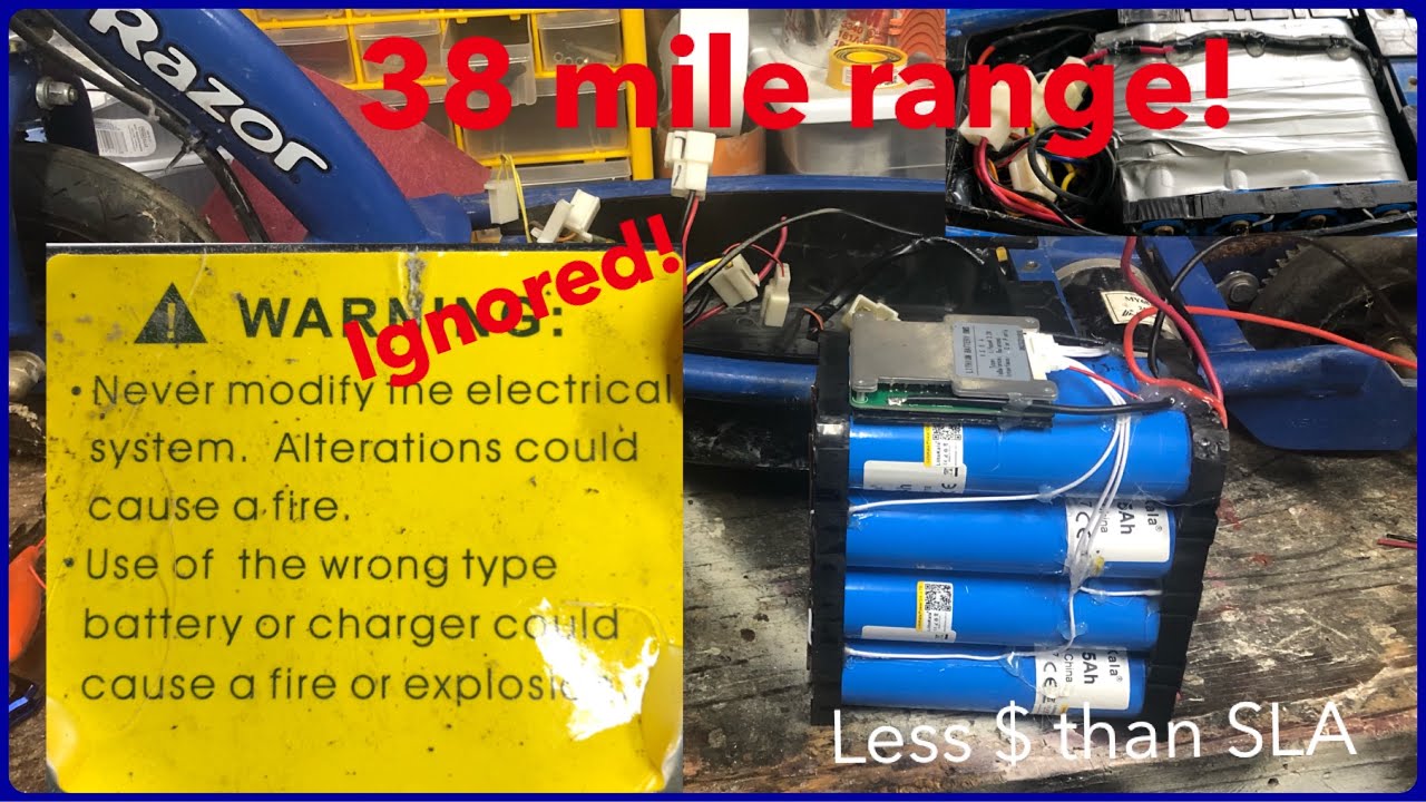 Easy, Cheap, HUGE Battery Upgrade RAZOR Scooter/Motorcycle/Quad