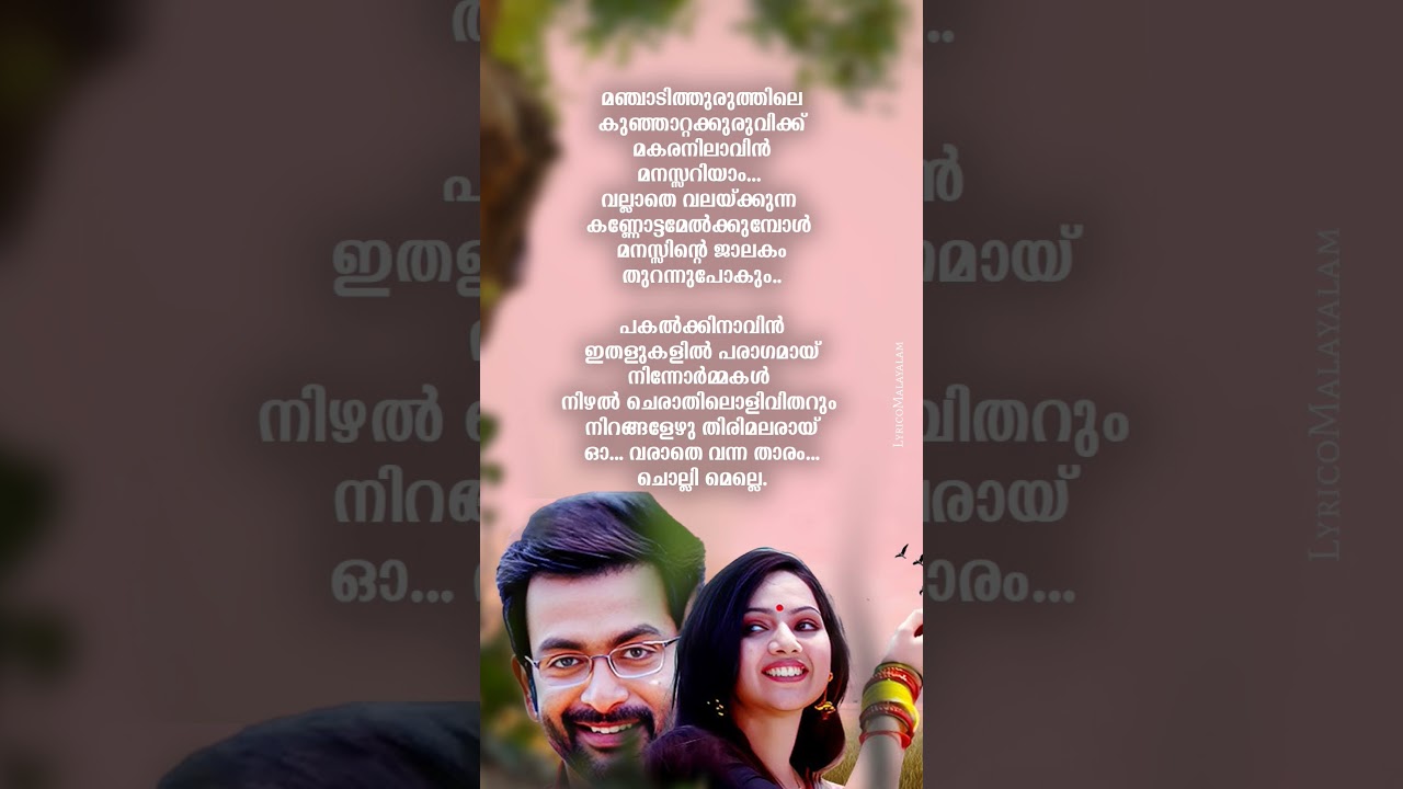 Chembarathi kammalitt Song lyrics malayalam | #malayalam #songlyrics #trending #prithviraj #viral