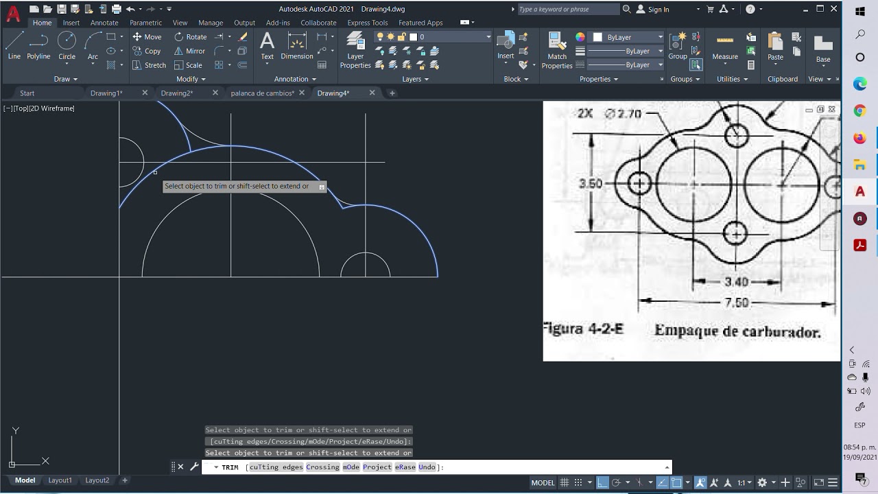 EMPAQUE DE CARBURADOR AUTOCAD 2021