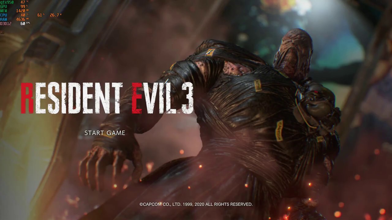 Resident Evil 3 R DEMO /1080p GTX 950 (2gb)FRAME-RATE TEST
