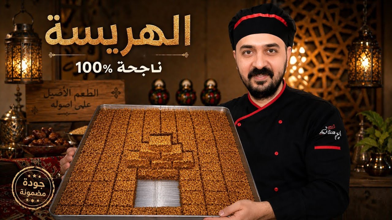 الهريسة السورية بطريقة احترافيه واسرار نجاحه مع الشيف اديب⚘💯⚘