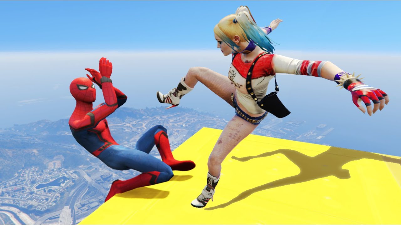 GTA 5 Spiderman vs Harley Quinn Epic Ragdolls | Funny moments vol.2 (Euphoria physics)