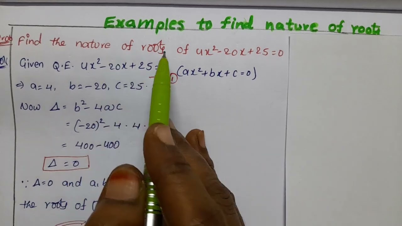 #InterMaths2A #Chapter3 #QuadraticExpressions #Examples #ToFindNatureOfRoots
