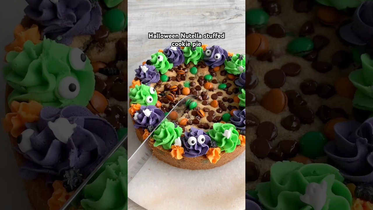 Пирог из печенья с начинкой из Нутеллы на Хэллоуин 😍 #хеллоуин #еда #выпечка #шорты