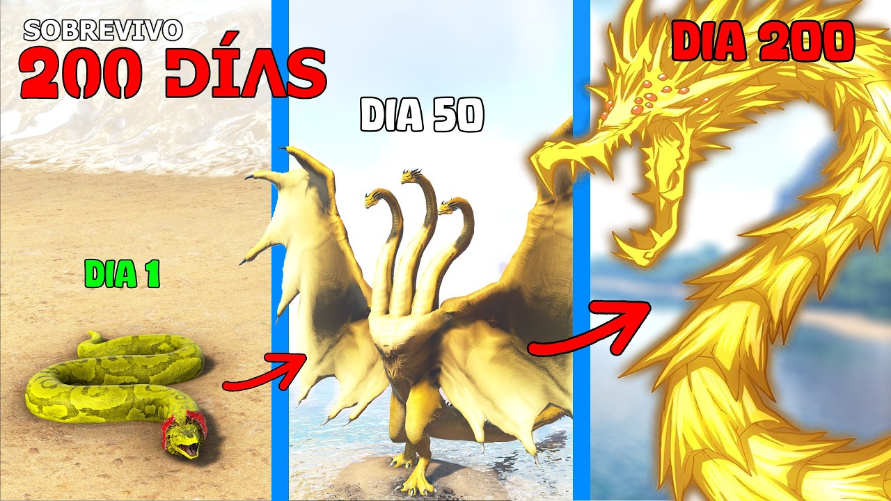 SOBREVIVÍ 200 DÍAS como GHIDORAH en ARK HARDCORE! evoluciono en GHIDORAH VOID DIOS Soy un DInosaurio
