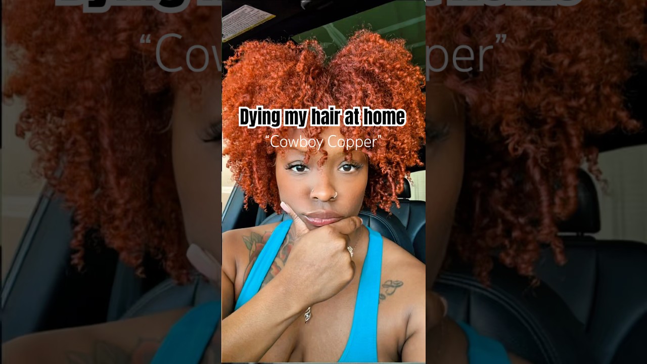 Dying my hair &ldquo;Cowboy Copper&rdquo; L&rsquo;Or&eacute;al Hicolor 4a-4b Low porosity  #copperhair #curlyhair #dyinghair