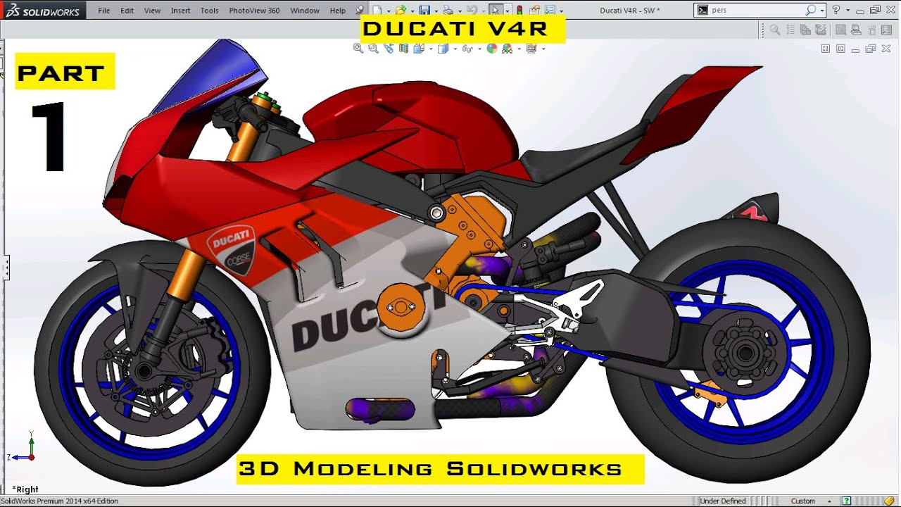3D MODELING DUCATI V4R USING SOLIDWORKS [ PART 1 ]