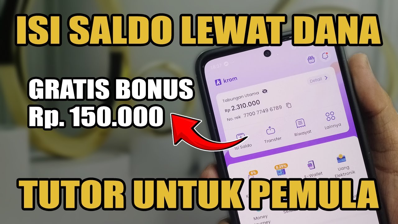 Cara Isi Saldo Krom Bank Lewat Dana Gratis | BKD tutorials Top Up Krom Bank dari DANA Bonus 150ribu