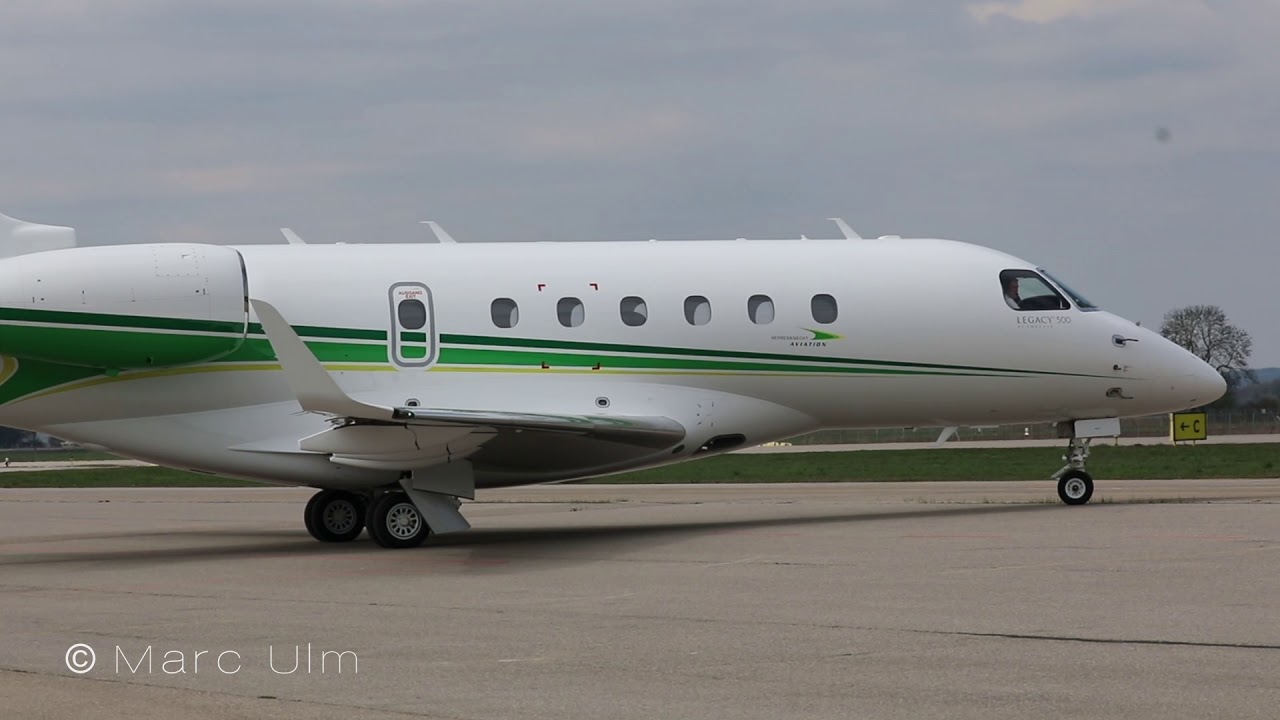 Embraer EMB-500 Legacy CLOSE START UP + Taxi + TAKE OFF Augsburg Airport