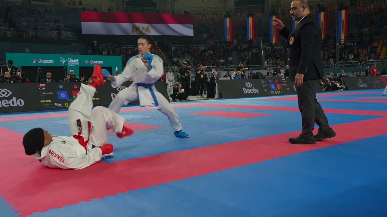 2025 Cairo Semi-final Female Kumite −55 kg: Ahlam Youssef (Egypt) vs Valentina Toro Meneses (Chile)