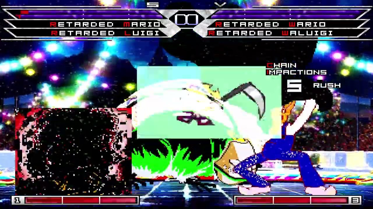 KOF MUGEN Tag Team Retareded Mario & Retareded Luigi VS Retareded Wario & Retareded Waluigi