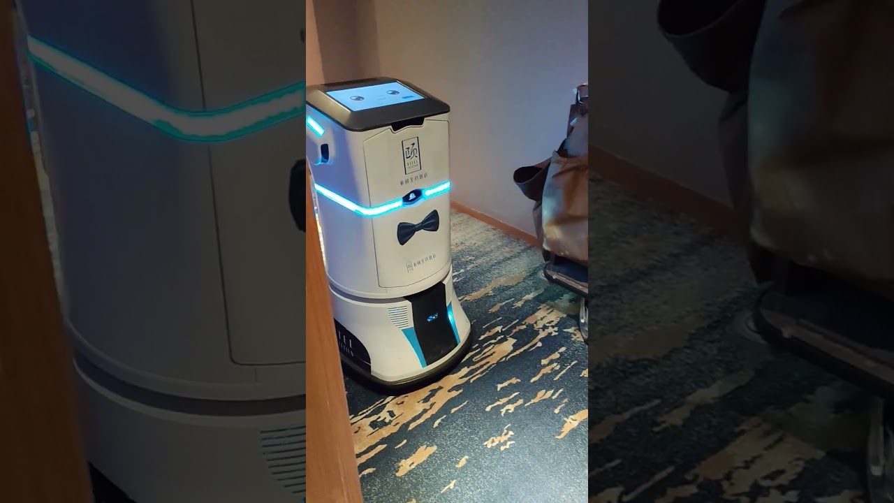 Room Service by Robot at hotel at Beijing, China