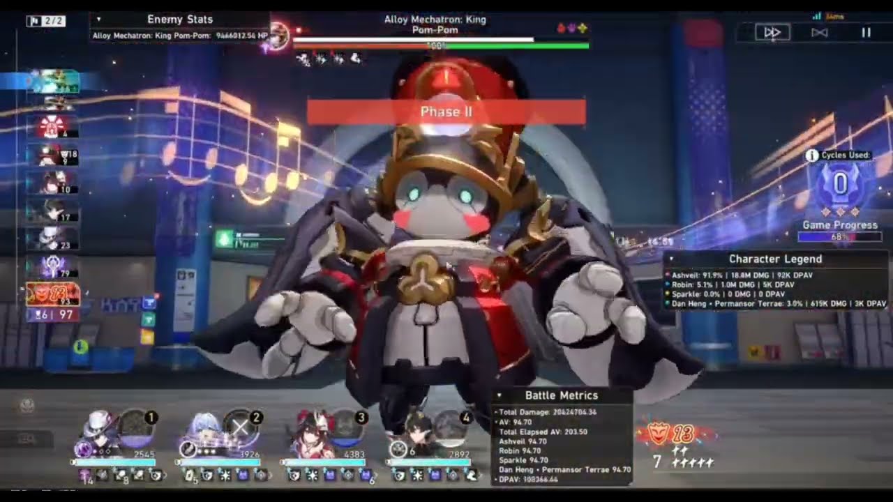 [ Hsr 4.1 V4 ] Ashveil Hypercarry 15 Cost Vs AA 4.1 Lv100 Boss Pom Pom