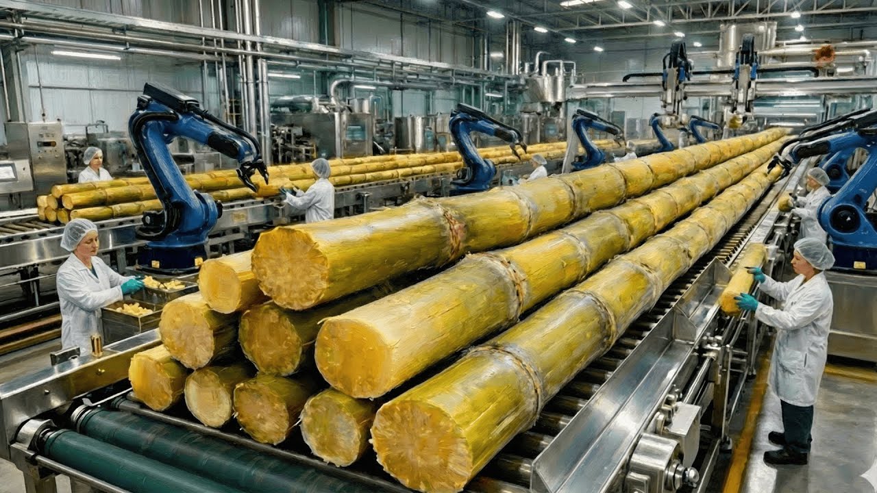 Inside a Massive Sugar Factory: Watch Sugarcane Turn Into Shiny Crystal Sugar (Factory Process)
