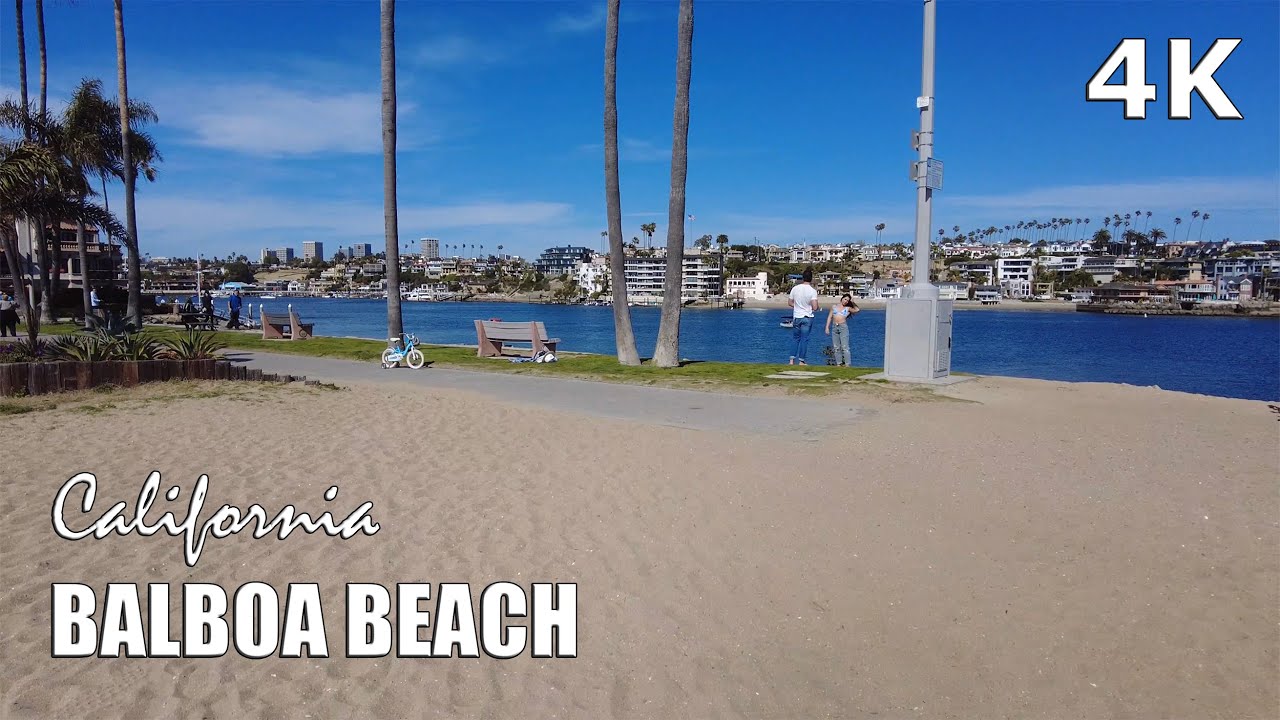 Balboa Beach in Newport Beach CA USA - Relax & Inspirational Music - Travel - Walk Tour - 2021 - 4K