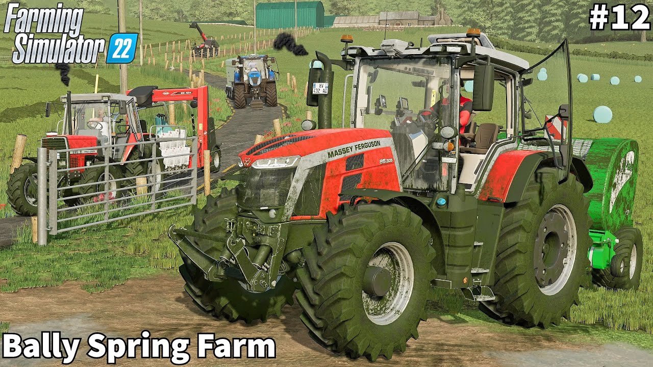Baling & Wrapping Grass Bales, Selling Pigs & Buying Piglets│Bally Spring│FS 22│Timelapse#12